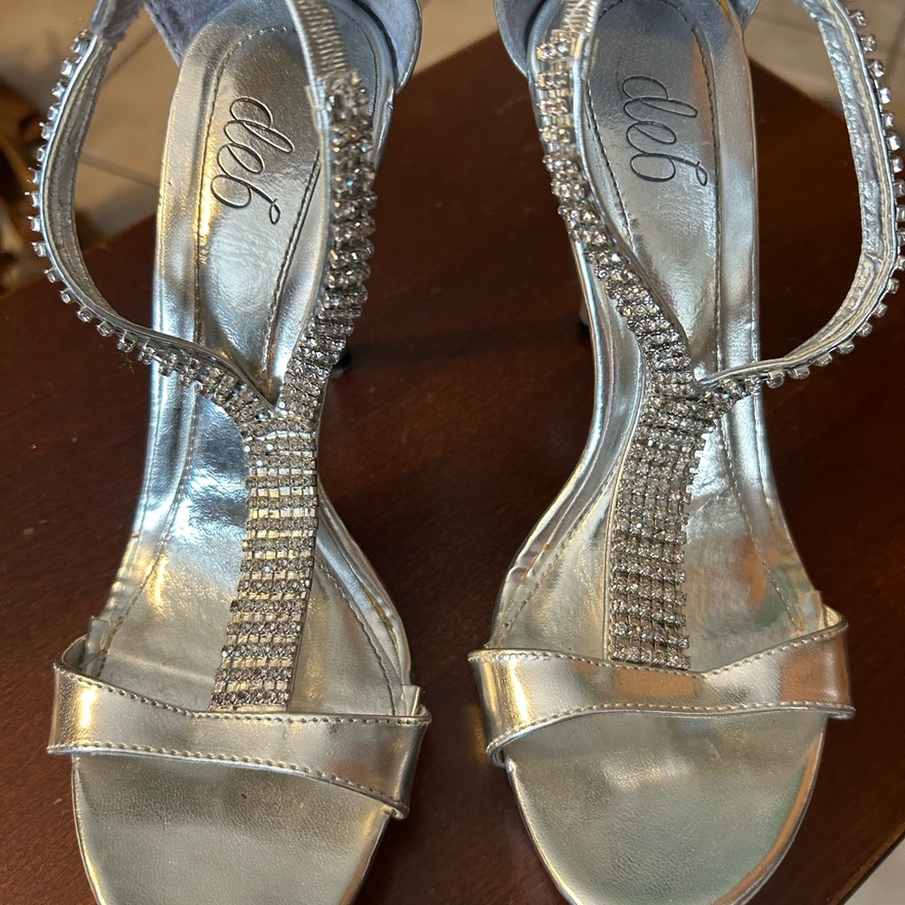 Deb Silver Rhinestone Heels